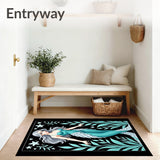 Celestial Mermaid Lagoon with Whimsical Sea Flora(Black)