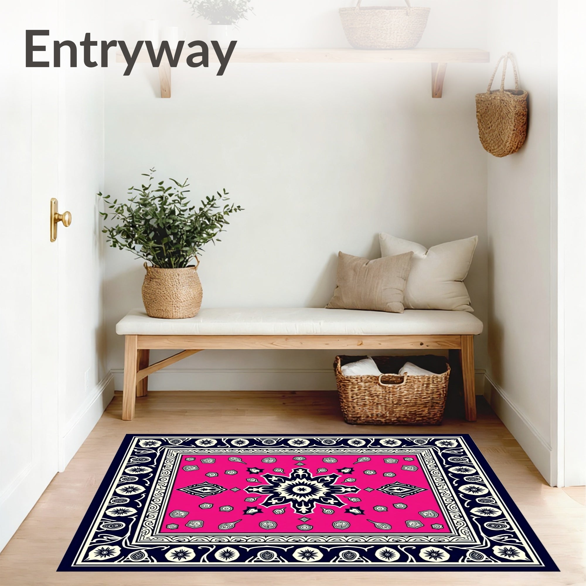 Medallion Mosaic with Intricate Border Design (Pink) - ODIKA