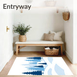 Winter Scene Landscape Doormat featuring Frosted Trees and Snow Drifts(Blue)