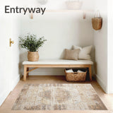 Distressed Vintage Area – Elegant Beige Brown Floor(Beige)