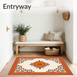 Intricate Medallion Panel with Interlocking Trellis and Classic Scrollwork(Orange)