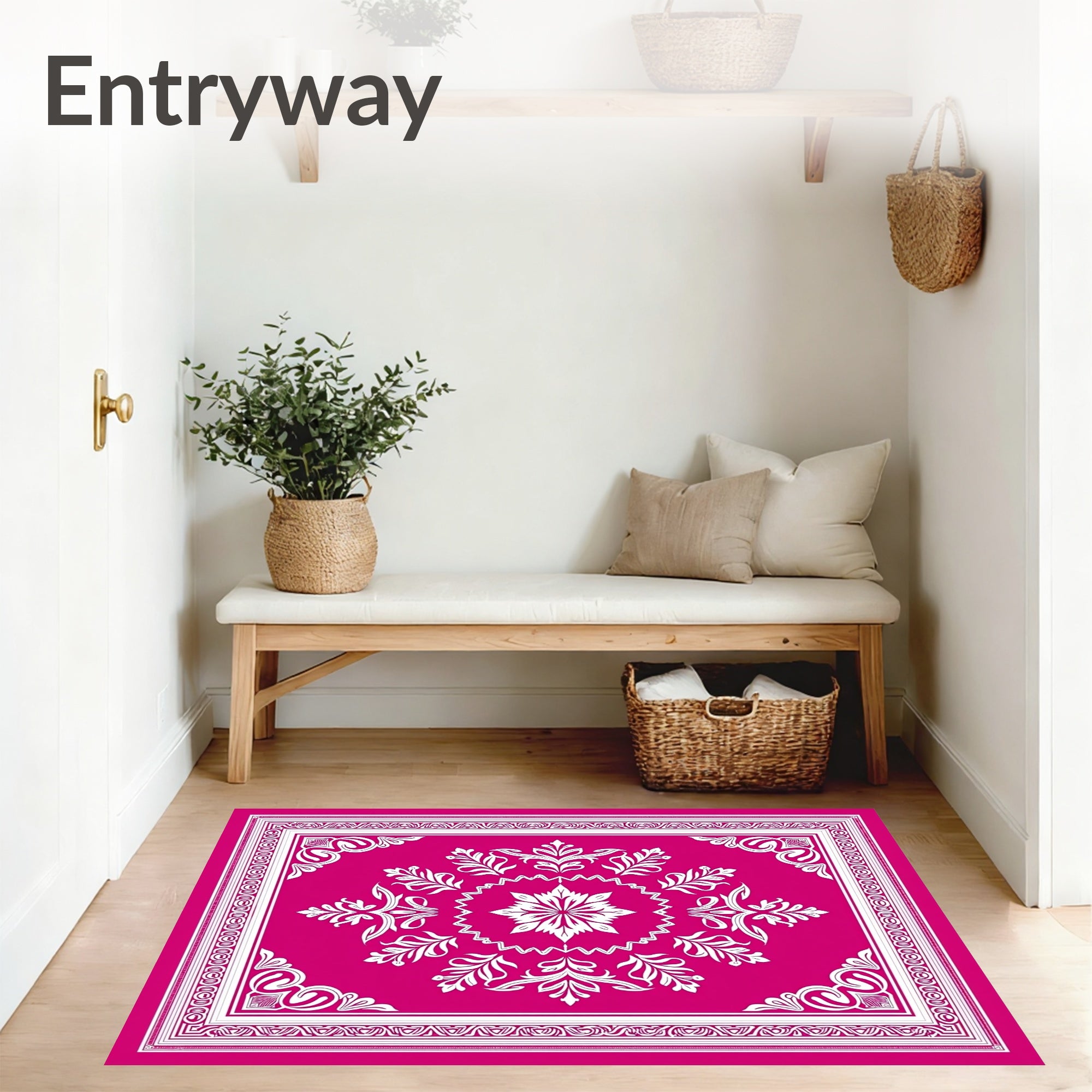 Cascading Petal Medallion with Ornate Botanical Borders (Pink) - ODIKA