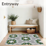 Ornate Holly Wreaths Framed by Frosted Snowflake Embellishments(Green)