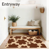 Farmhouse Cowhide Look Faux Leather Surface Design Floor(Brown)