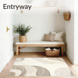 Artisan Weave Area Ivory & Beige Abstract Swirls Design(Beige)