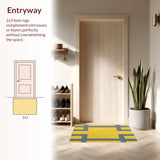 Ultra Soft Area Rug, Non Slip, Stain Resistant, Washable Area Rugs for Living Room, Bedroom, Vintage Distressed Printed(Yellow)