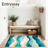 Beige Teal Beachfront Coastal Ocean Theme Indoor(Blue)