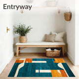 Dynamic Geometric Area Featuring Teal and Burnt Orange(Blue)