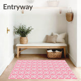 Interlocking Trellis Motif with Subtle Lattice Accents and Vintage Charm(Pink)