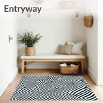Interlocking Chevron Maze with Nordic Minimalist Motifs (Black) - ODIKA