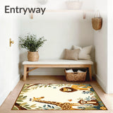 Dreamy Jungle Kids Area Beige Safari Animals Playful Floor(Beige)