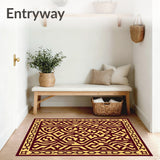Inspired Hexagon Mosaic Entryway with Fringe(Brown)