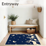 Festive Reindeer Throw with Starry Night Design(Ivory)