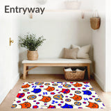 Cheerful Kitten Faces with Playful Yarn Balls and Paw Prints(Orange)