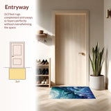 Nautical Fantasy Showcasing Jellyfish and Ocean Foam in Artistic Waves(Blue)