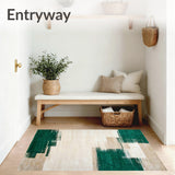 Contemporary Beige Dark Green Area Abstract Art(Beige)