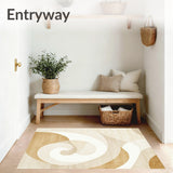 Neutral Beige Spiral Swirl Round with Contemporary Artistic Motif(Beige)