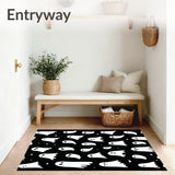 Haunted Mansion Rug Ghostly Silhouette Halloween Themed Area Rug(White)