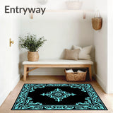 Celestial Medallion with Ornate Floral Motifs and Intricate Scrollwork (Black)