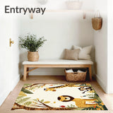 Beige Jungle Explorer Kids Friendly Lion Giraffe Monkey Artistic(Beige)