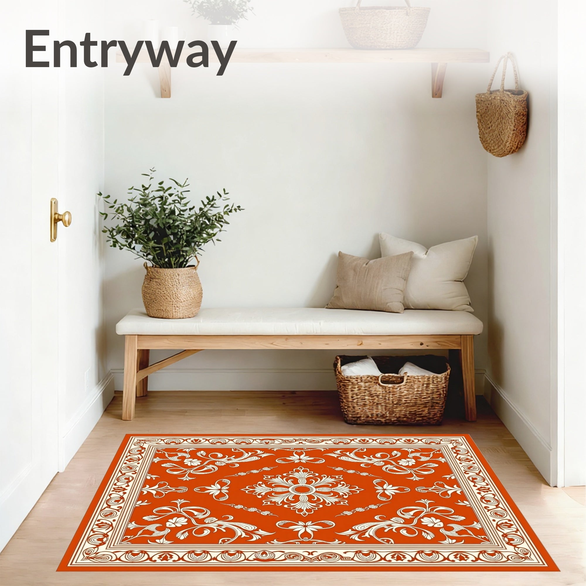 Traditional Damask with Ornamental Border and Classic Details (Orange) - ODIKA