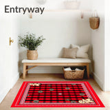 Festive Gingham Check with Gingerbread Inspired Decorative Borders(Red)