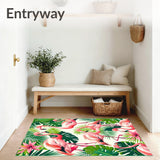 Non Shedding Tropical Pink Flamingo Pattern Rug(Pink)