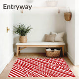 Cane Stripe Holiday Floor with Peppermint Swirl Accents(Red)