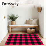 Welcoming Winter Checkered Entryway Celebration Accent(Pink)
