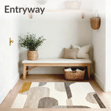 Beige Floor Non Slip Abstract Art for Modern Home Decor(Gray)