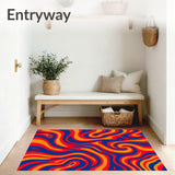 Flowing Waves Abstract Contemporary Design Artistic(Red)