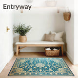 Heritage Medallion Area with Oceanic Flourish and Beige Vintage Motifs(Blue)