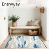 Coastal Harmony Serene Blue & Beige Oval(Blue)