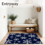 Snowflake Cascade Doormat Featuring Intricate Winter Crystal Motifs(Blue)