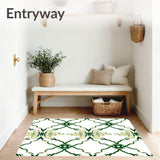 Verdant Trellis with Art Nouveau Floral Accents (White)