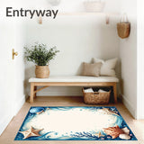 Ocean Breeze Decorative Rug with Seashell Pattern for Beach Inspired Decor(Blue)