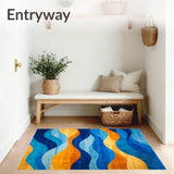 Artistic Area Featuring Enchanting Blue and Orange Waves Design(Blue)