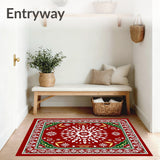 Festive Nordic Snowflake Medallion with Whimsical Holiday Motifs(Red)