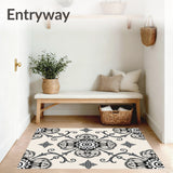 Vintage Floral Medallion Distressed Heritage Elegant Timeless(Black)