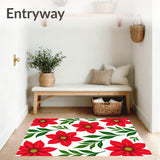 Elegant Poinsettia Blossom Winter Celebration Floor(Red)
