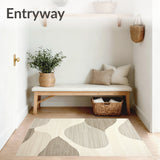 Circular Beige Area Contemporary with Flowing(Beige)