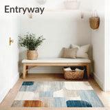 Boho Chic Neutral Tones with Blue Accents Abstract Art(Beige)