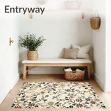 Elegant Beige Floral Area with Artistic Hand Painted Design(Ivory)