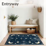 Celestial Canvas Area Inspired in Dark Blue & Beige(Blue)