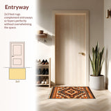 Ultra Soft Area Rug, Non Slip, Stain Resistant, Washable Area Rugs for Living Room, Bedroom, Boho Geometric Stain Resistant Living Room(Orange)