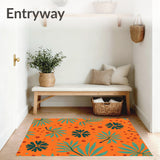 Serene Sunset Canopy with Exotic Ferns and Abstract Animal Inspired(Orange)