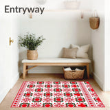 Festive Plaid Patchwork and Snowflake Motif Christmas Door Entry(Red)