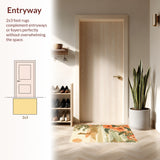 Hibiscus and Surfboard Inspired Area with Surfing Lady Artwork(Beige)