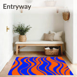 Flowing Wave Contemporary Abstract Undulating Modern Floor Art(Orange)