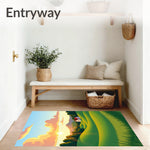 Farmhouse Valley Meadow Sunrise Countryside Road Trip Horizon (Green) - ODIKA